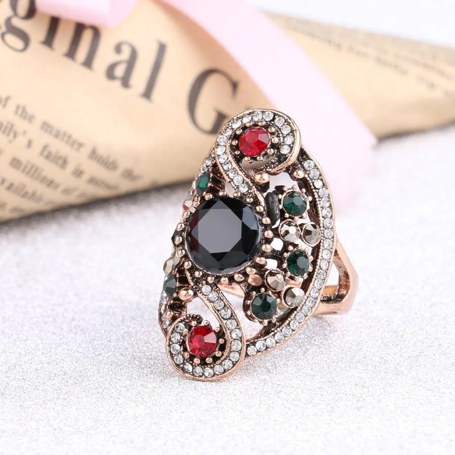 Vintage Collection of Antique Gold Crystal Rings