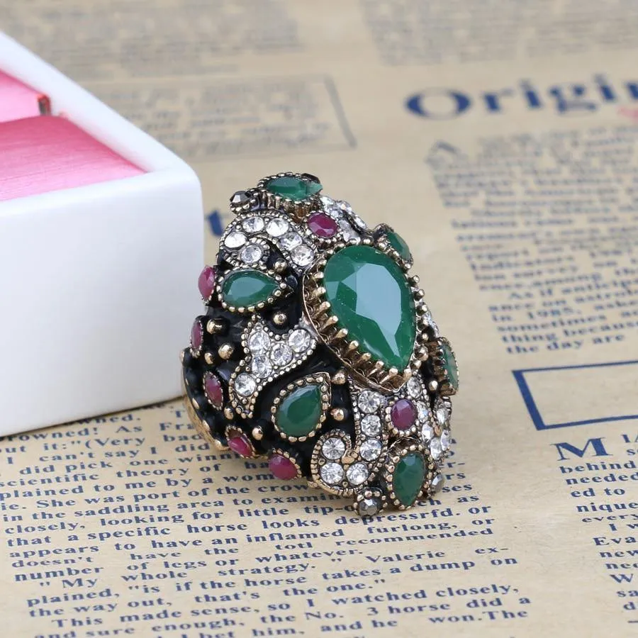 Vintage Collection of Antique Gold Crystal Rings