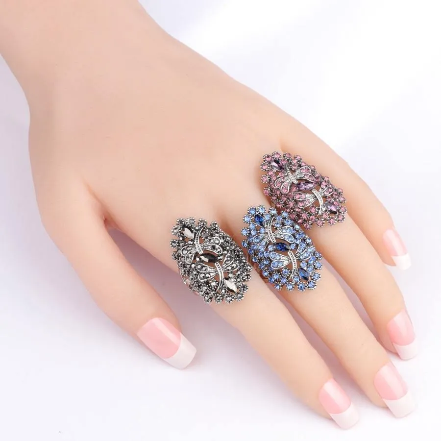 Vintage Collection of Antique Gold Crystal Rings