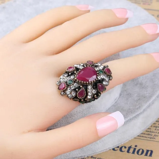 Vintage Collection of Antique Gold Crystal Rings