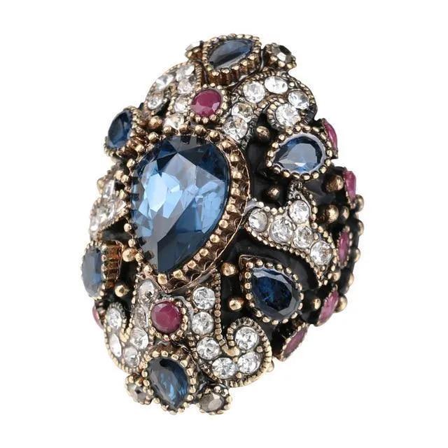 Vintage Collection of Antique Gold Crystal Rings