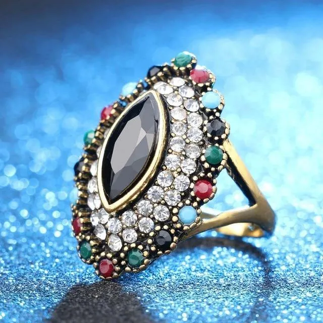 Vintage Collection of Antique Gold Crystal Rings