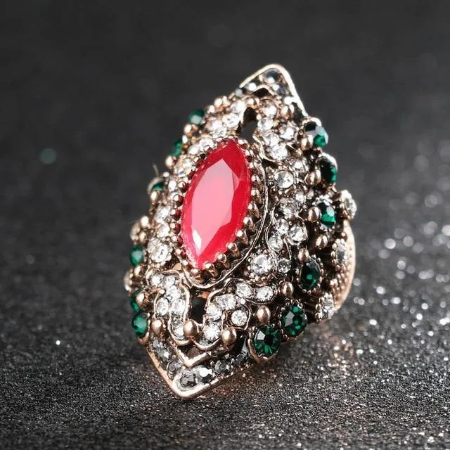 Vintage Collection of Antique Gold Crystal Rings