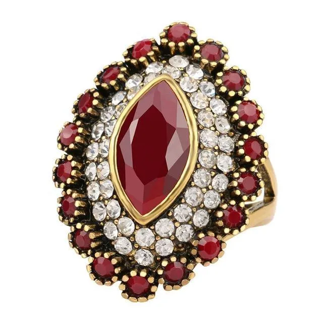 Vintage Collection of Antique Gold Crystal Rings