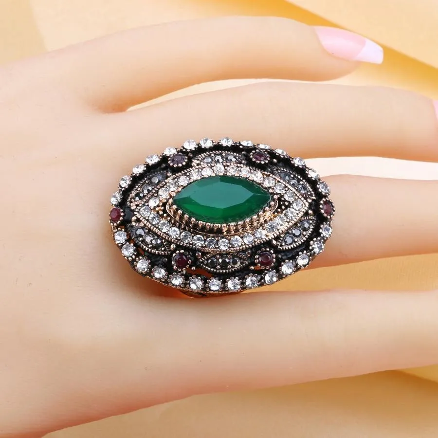 Vintage Collection of Antique Gold Crystal Rings