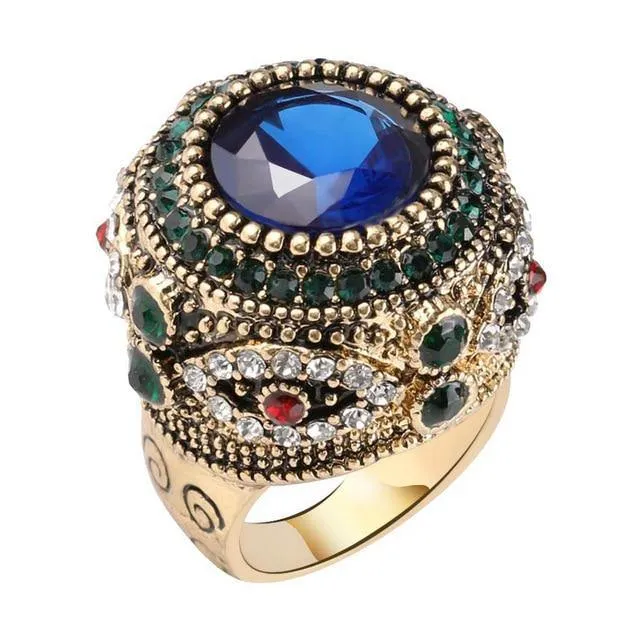 Vintage Collection of Antique Gold Crystal Rings