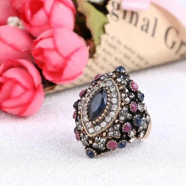 Vintage Collection of Antique Gold Crystal Rings