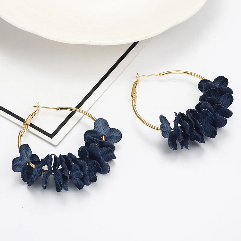 Vintage Elegant Flower Petal Big Circle Earrings