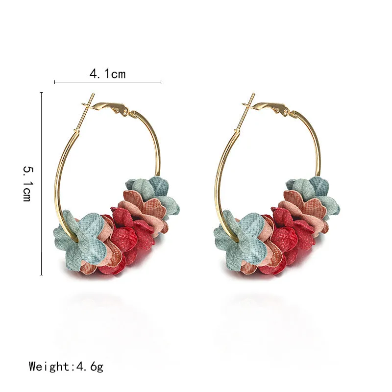 Vintage Elegant Flower Petal Big Circle Earrings