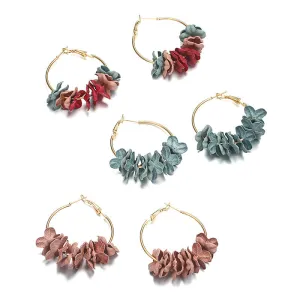 Vintage Elegant Flower Petal Big Circle Earrings