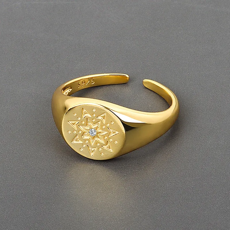 Vintage Opal Rings For Women Stainless Steel Sun Rings