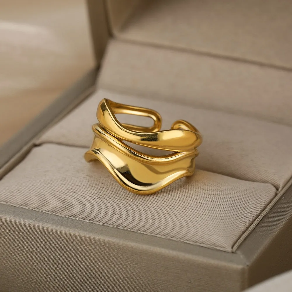 Vintage Opal Rings For Women Stainless Steel Sun Rings