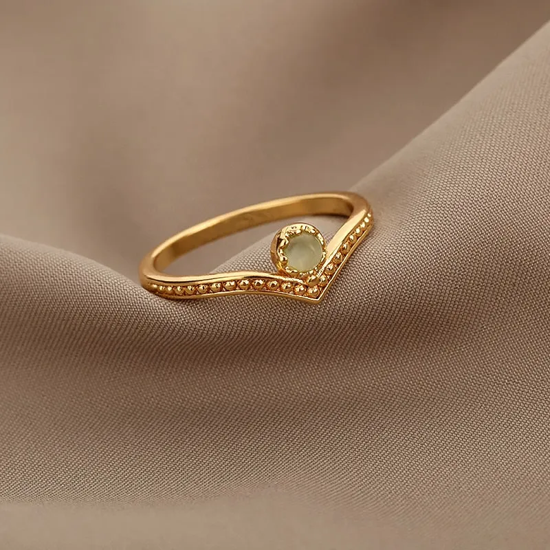 Vintage Opal Rings For Women Stainless Steel Sun Rings