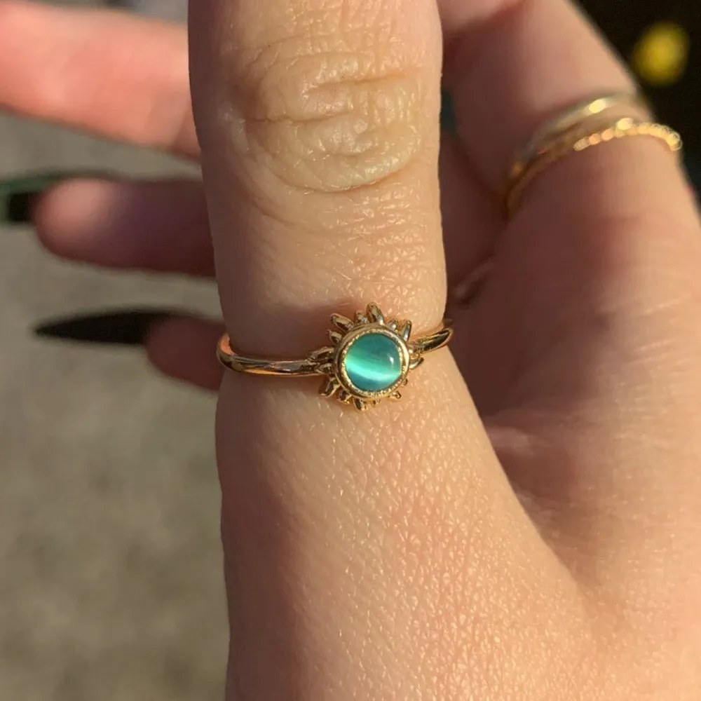Vintage Opal Rings For Women Stainless Steel Sun Rings
