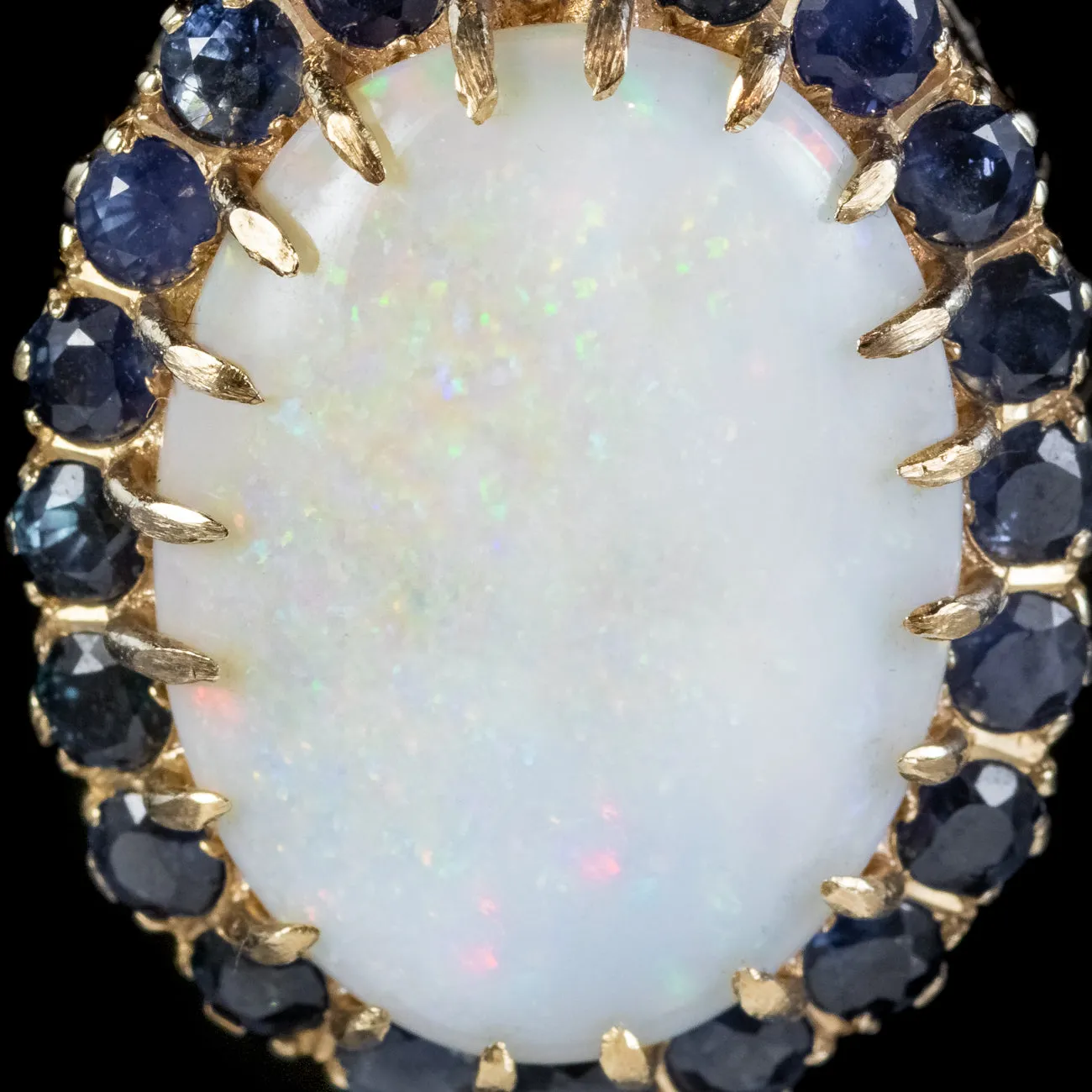 Vintage Opal Sapphire Pendant Necklace 9ct Gold 25ct Opal