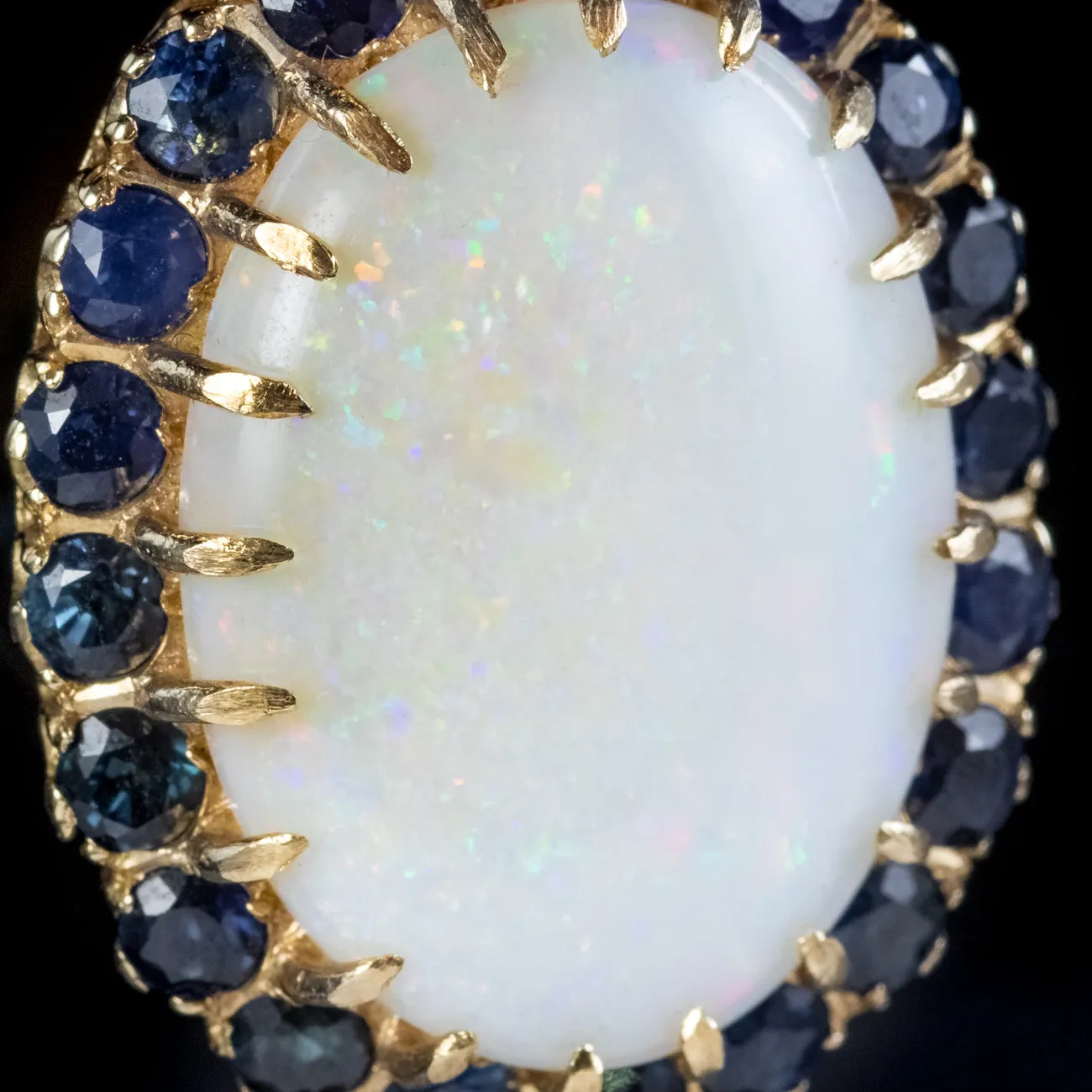 Vintage Opal Sapphire Pendant Necklace 9ct Gold 25ct Opal