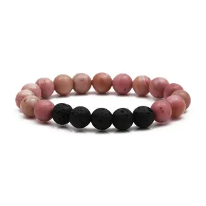 Volcanic Rock & Rhodochrosite Stone Bracelet