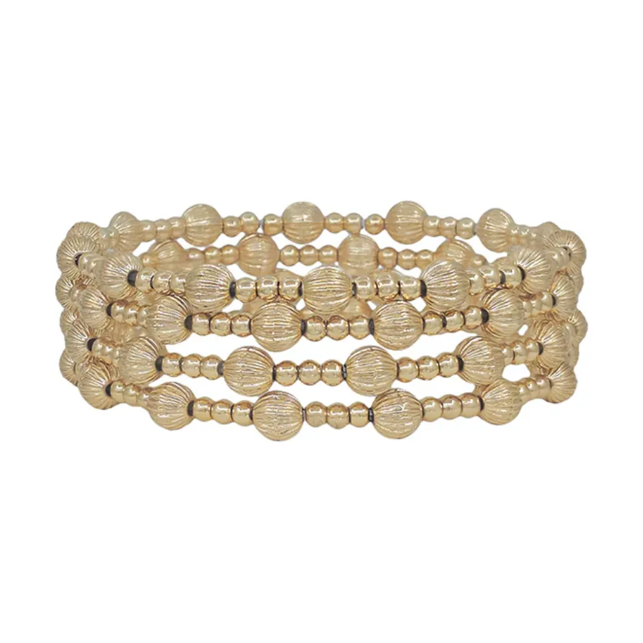 Water Resistant Gold Textured Beaded Bracelet