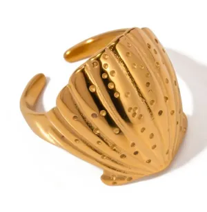 Waterproof Stainless-Steel Seashell Adjustable ring.