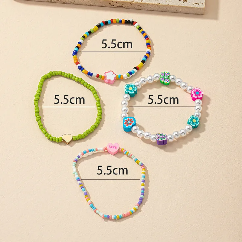 Whimsical Charm Pearl and Bead Bracelet Set