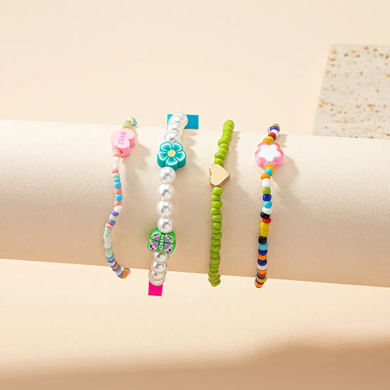 Whimsical Charm Pearl and Bead Bracelet Set
