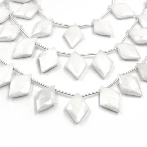 White Beryl Beads | 14mm x 20mm Diamond Shaped High Quality Semi Precious Indian Gemstone Beads | Sold By the Strand