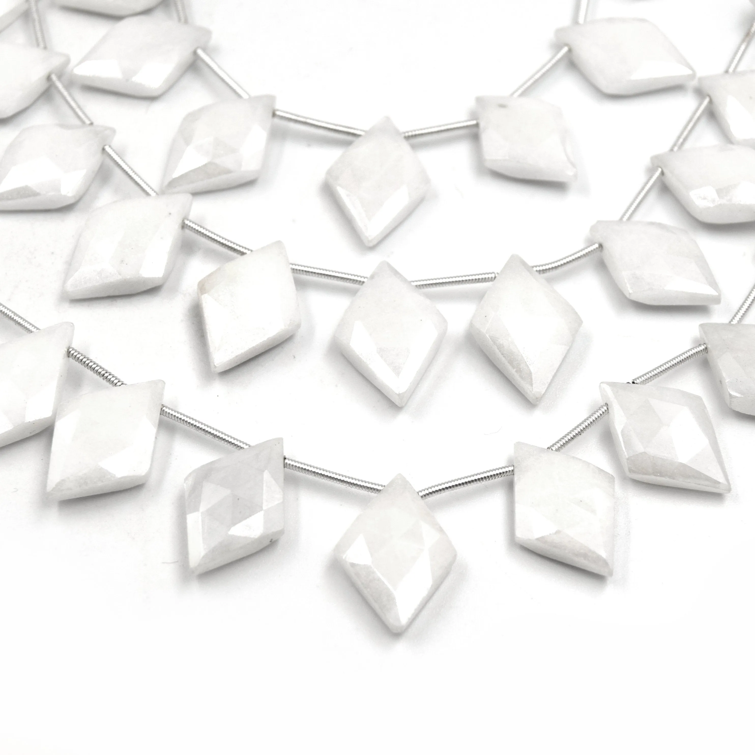 White Beryl Beads | 14mm x 20mm Diamond Shaped High Quality Semi Precious Indian Gemstone Beads | Sold By the Strand