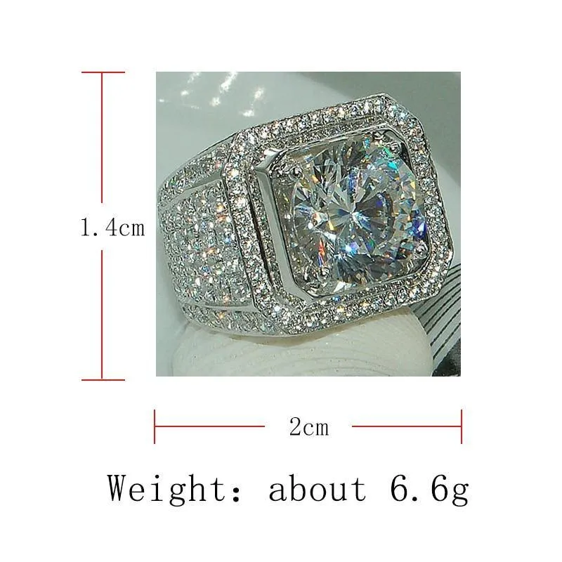 White Zircon Full Crystal Hip Hop Ring