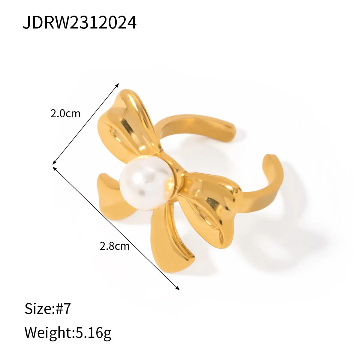 Wholesale Personalized Versatile 18k Gold Stainless Steel Bow Ring