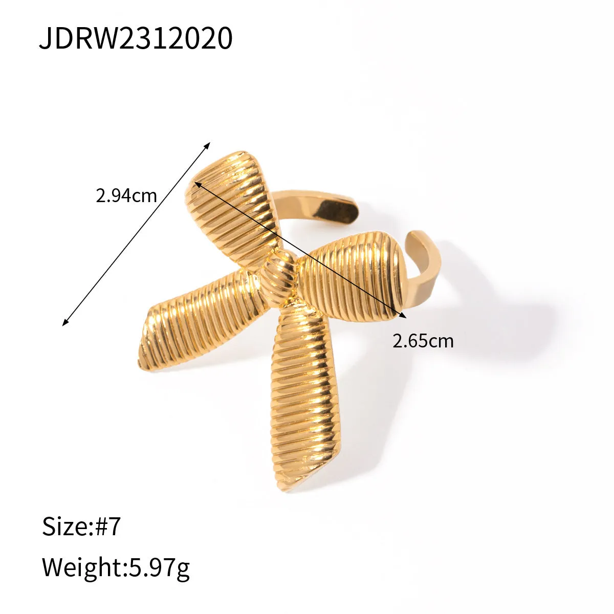 Wholesale Personalized Versatile 18k Gold Stainless Steel Bow Ring