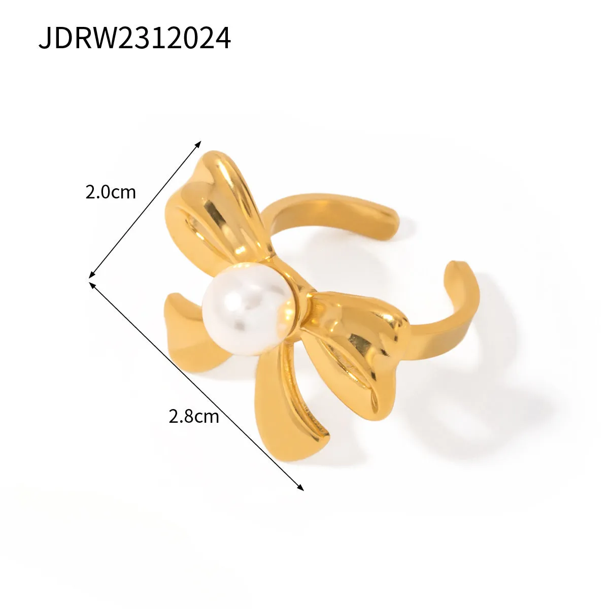 Wholesale Personalized Versatile 18k Gold Stainless Steel Bow Ring