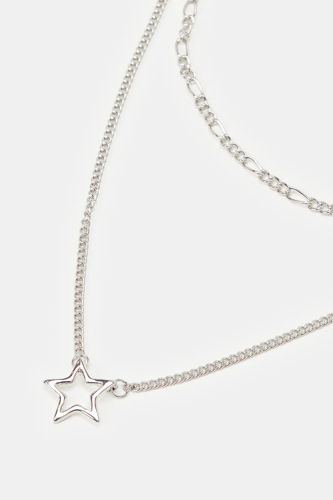 Women Silver layerd Necklace