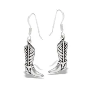 Womens Sterling Silver .925 Cowgirl Boots Earring