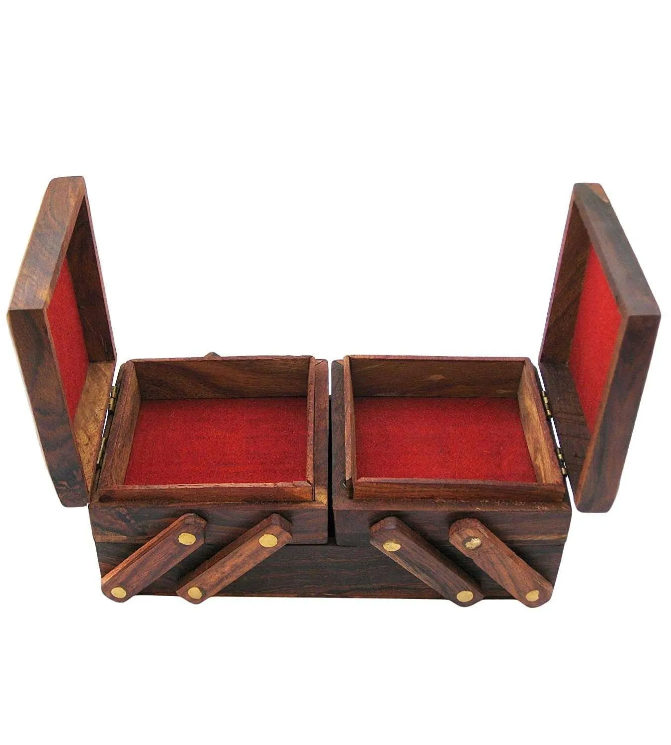 Wooden Handmade Carving Brass Jewellery Box