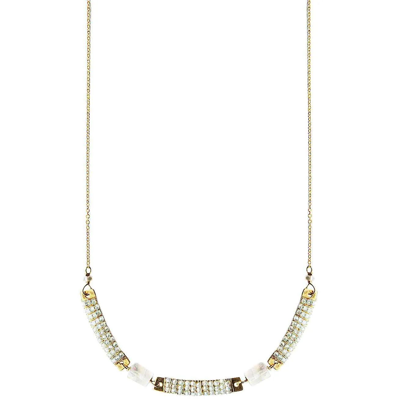 Wrapped Bars Necklace 4932 with White Natural Zircon and Moonstone by Michelle Pressler Jewelry