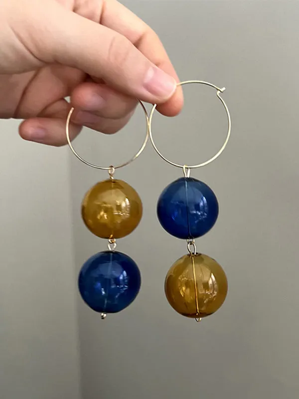 xakxx Stylish Contrast Color Geometric Earrings Accessories