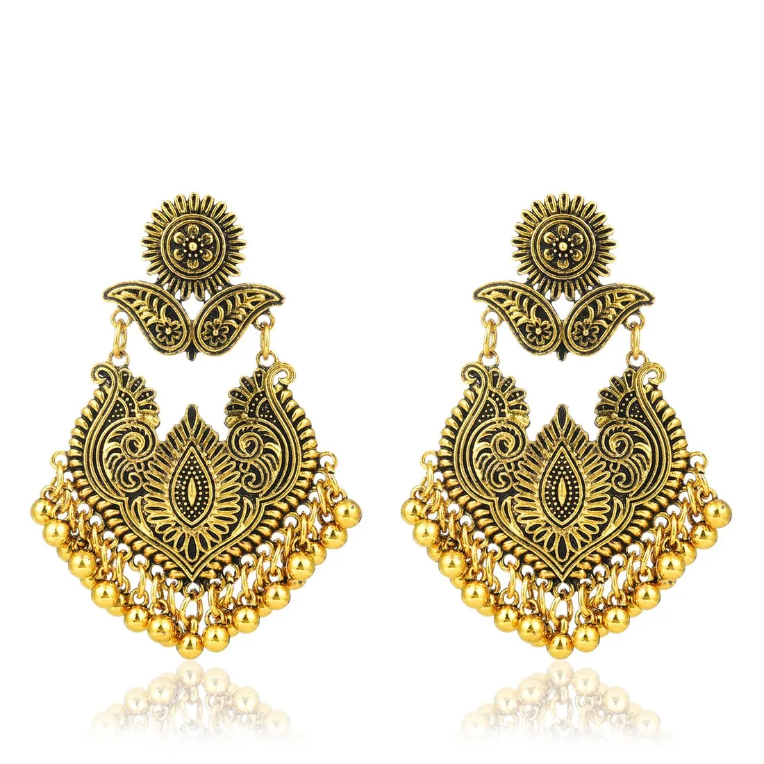 Yellow Chimes Artistic Crafted Stylish Oxidised Chandbali Earrings For Women & Girls