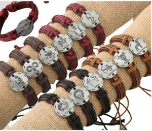 Zodiac Signs Leather Bracelets